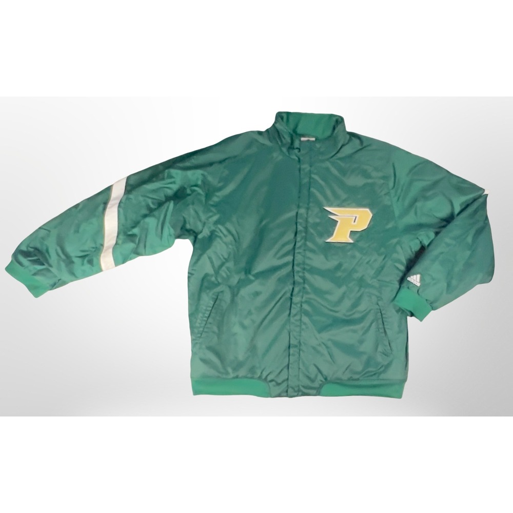 Adidas Mens XL Green Insulated Bomber Jacket P Logo Puffer E73400 AZF001